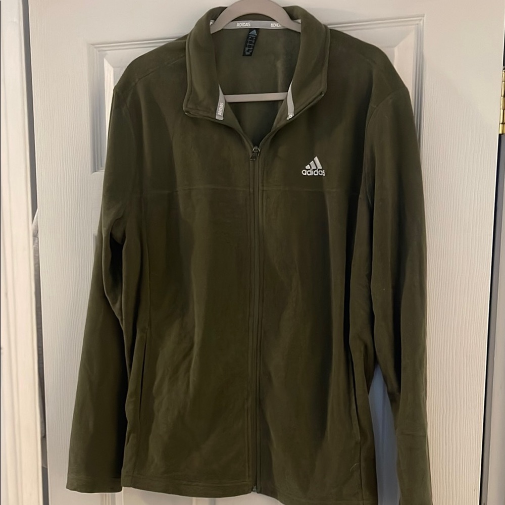 NWT! Adidas Heather Fleece Jacket Golf Green